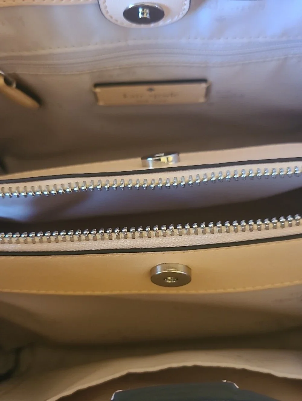 kate spade Pebbled Leather Shoulder Bag in Cream and Tan